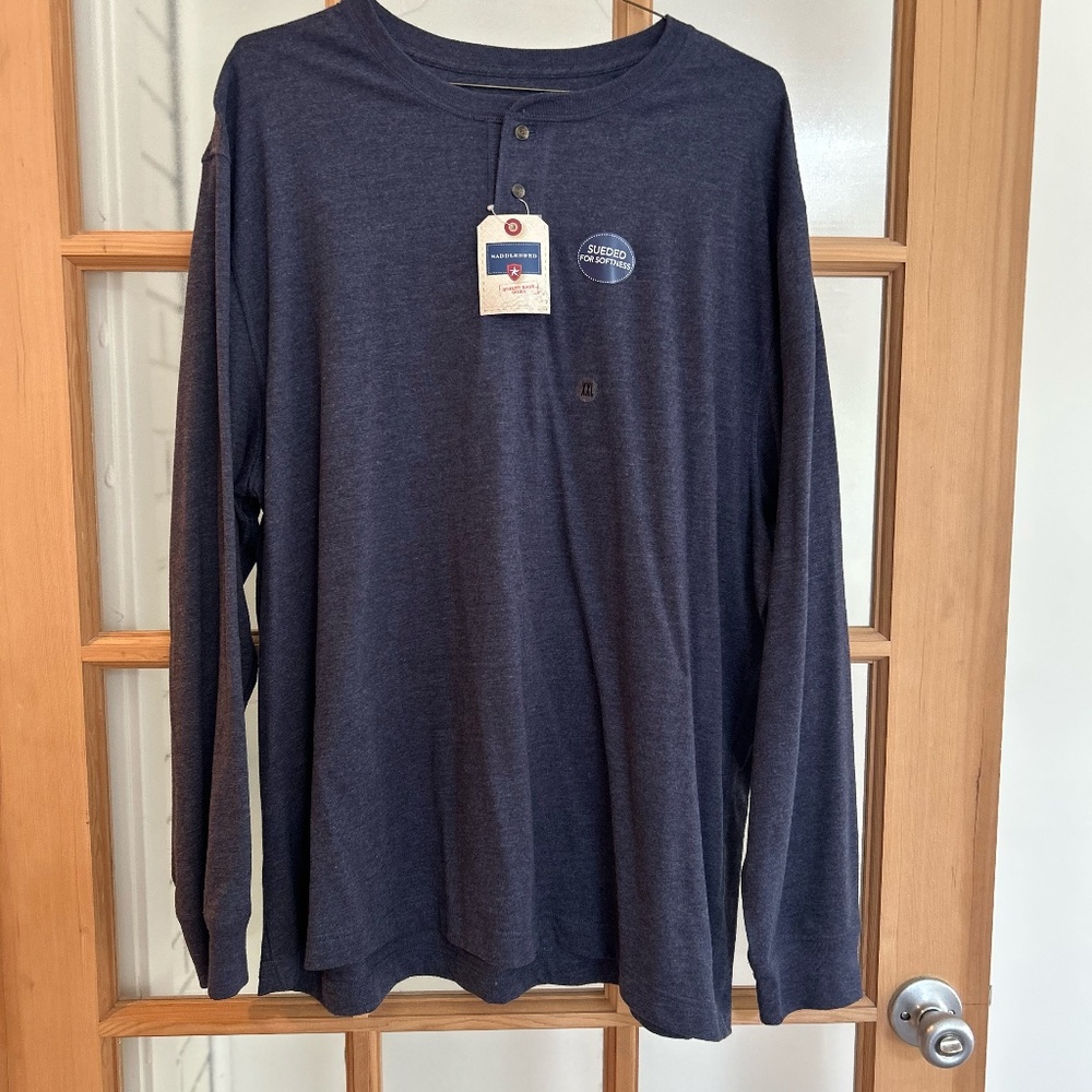 BRAND NEW WITH TAGS Saddlebred Mens Long sleeve Navy Heather Henley Size XXL